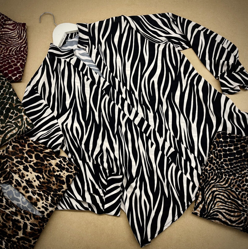 Animal Print Chinese Collar Blouse