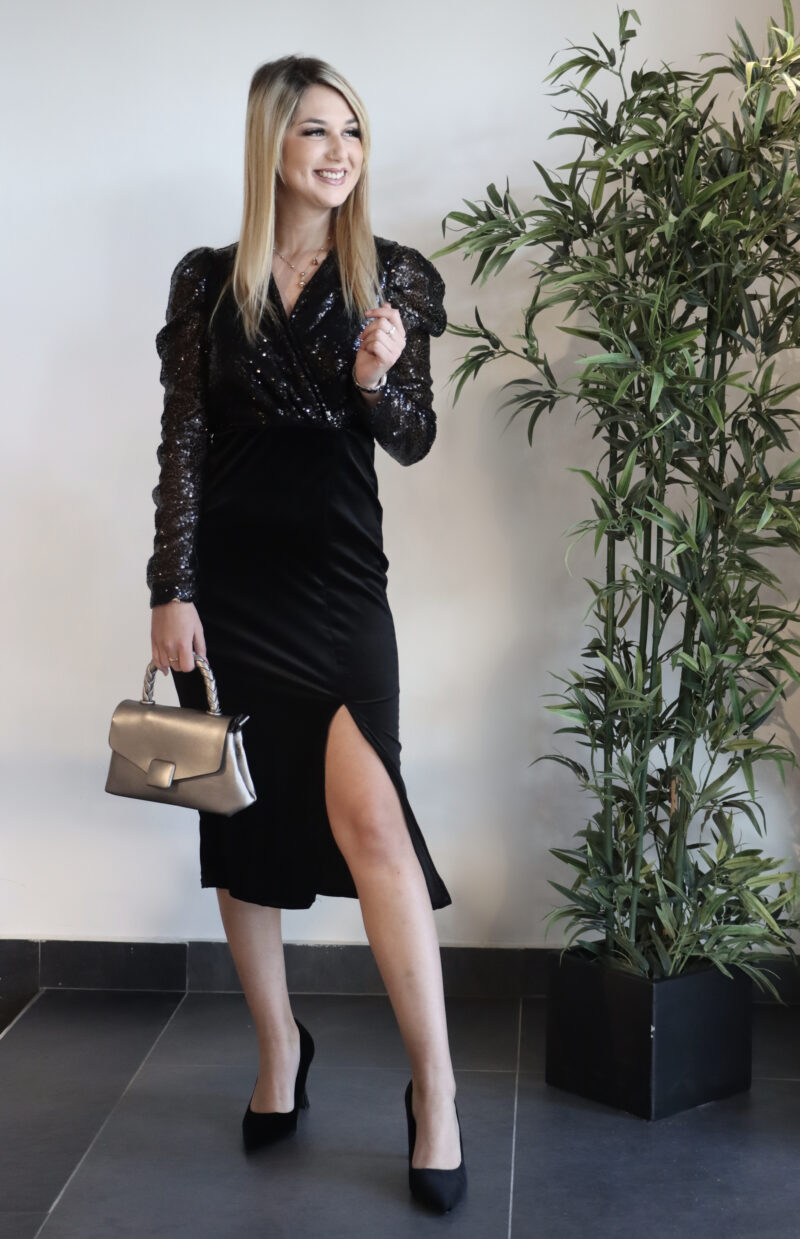 Semi Sequin & Velvet Dress