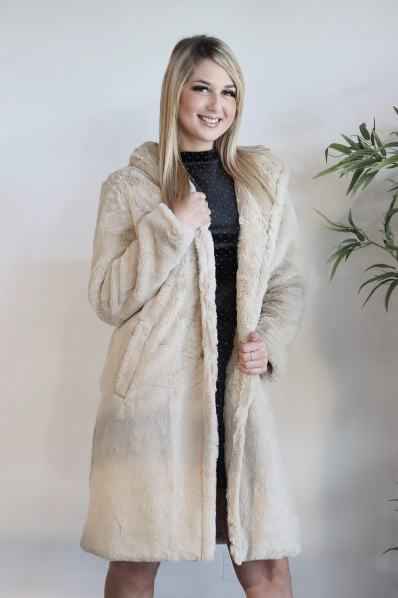 Fur Hoody Long Jacket