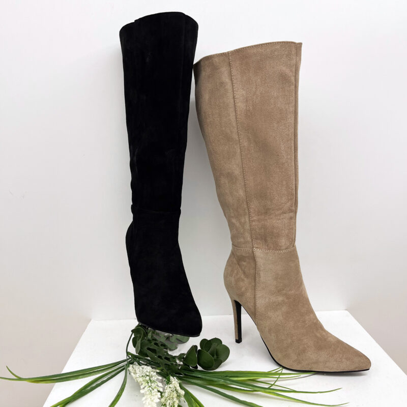 Pencil Heel Long Suede Boots