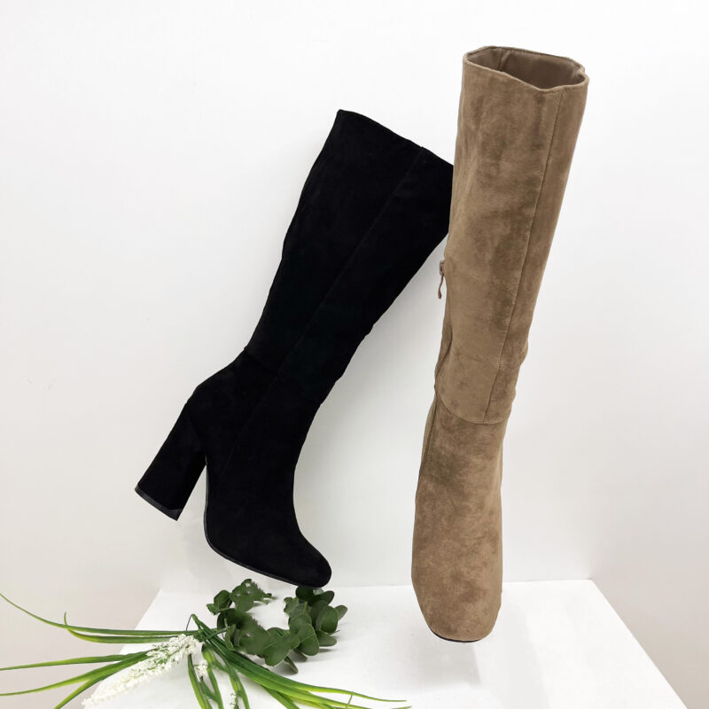 Square Block Heel Suede Boots