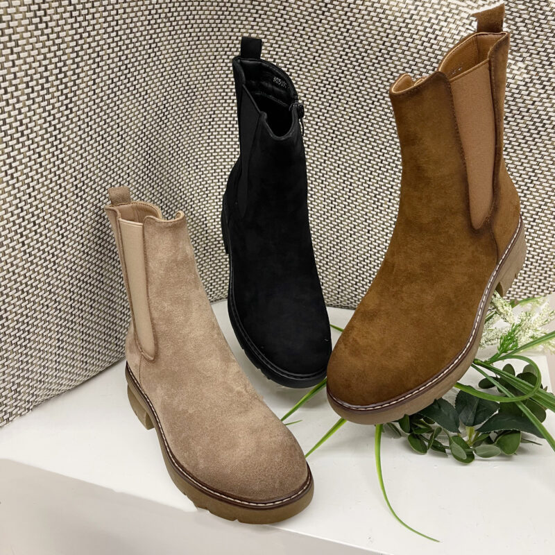 Suede Round Low Heel Above Ankle Boots