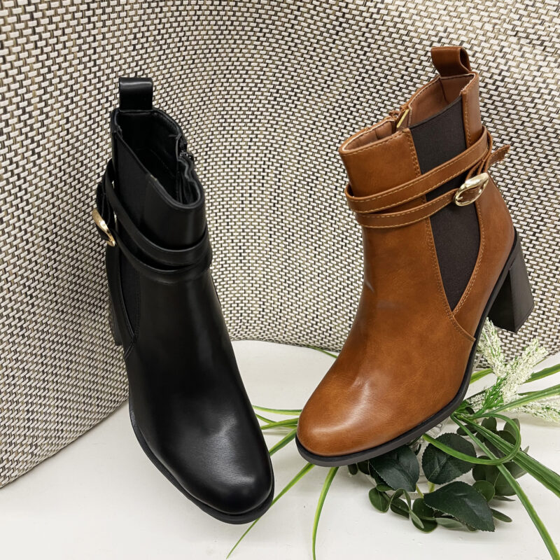 Above Ankle Double Buckle Block Boots