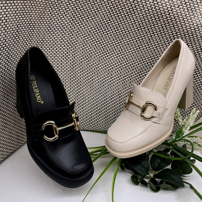 Faux Leather Heel Loafers