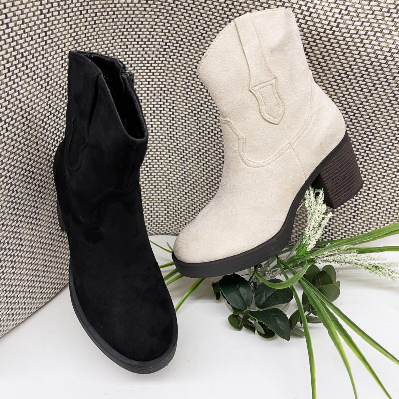 Suede Cowboy Ankle Boots