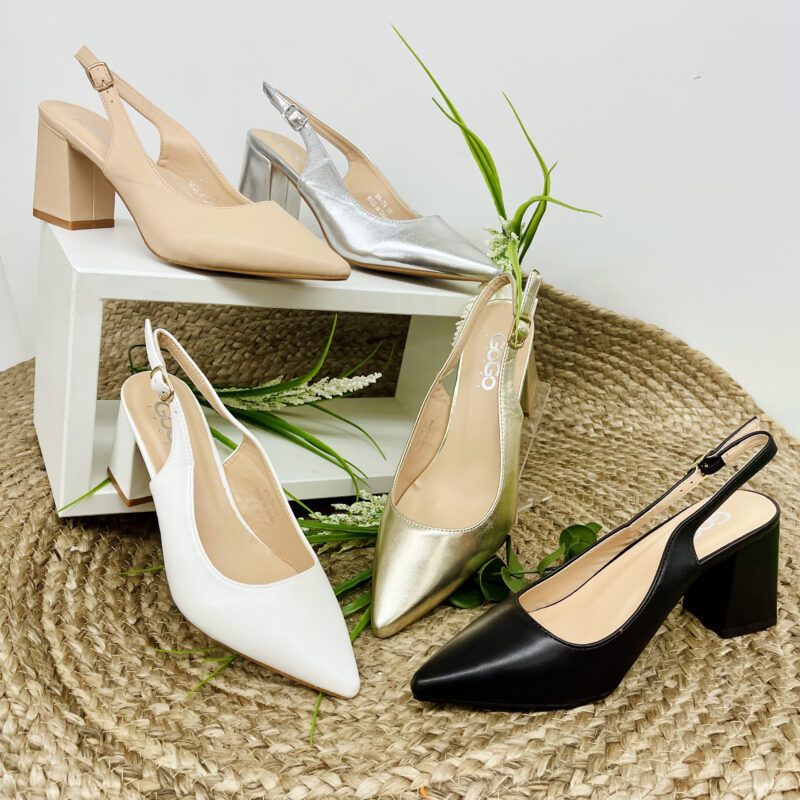 Plain Pointy Sandel Block Heels