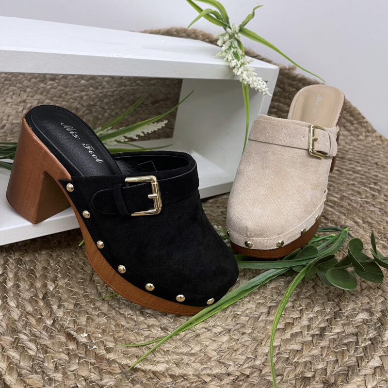 Classic Suede High Heel Clogs