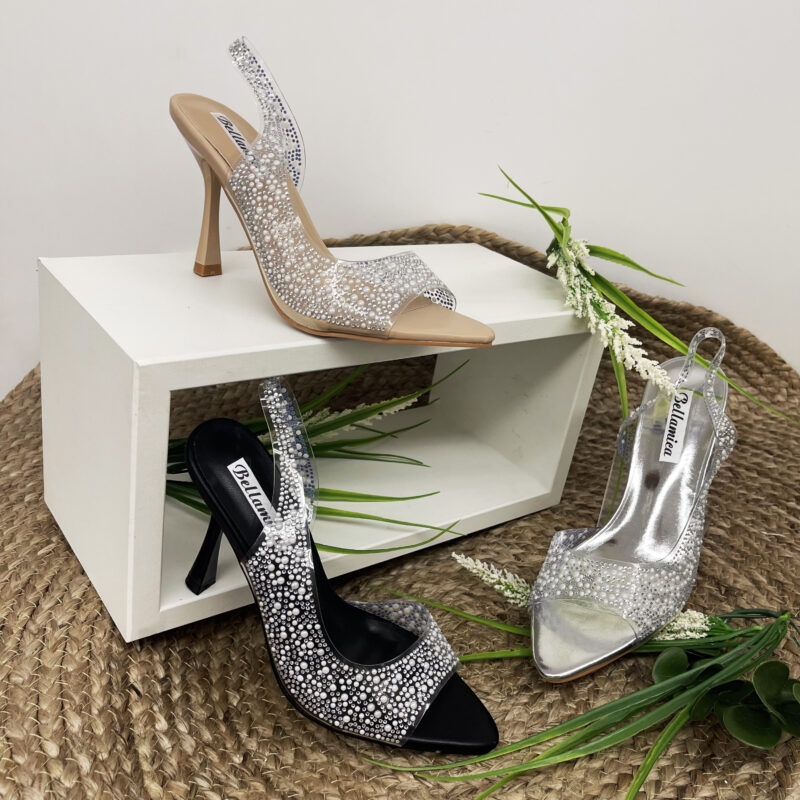 Clear Sequins Long Spool Heels