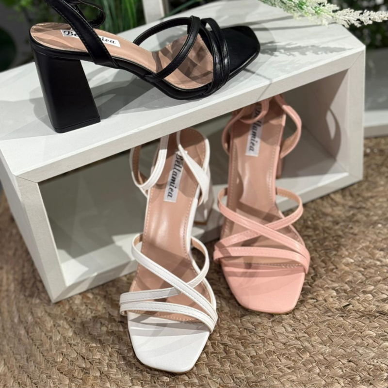 Open Wide Heel Sandals with Straps