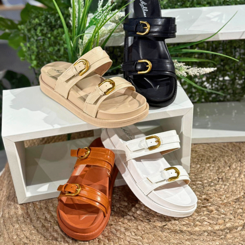 Flat Slip On with Gold Buckles