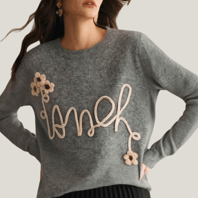 Knitted Sweater with Front Design