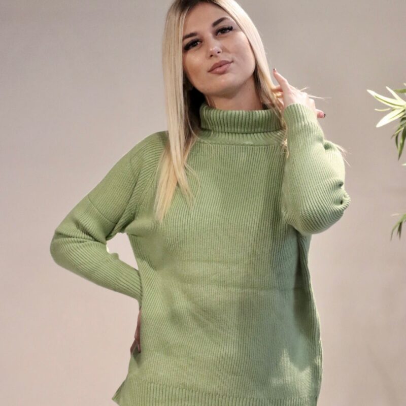 Ribbed Polo Neck Top