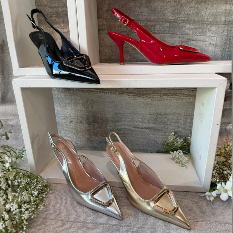 Pointed Heels with Metallic Frame