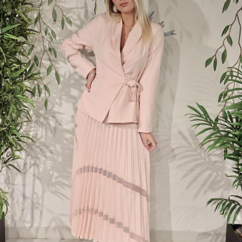 Pleated Lace Maxi Skirt