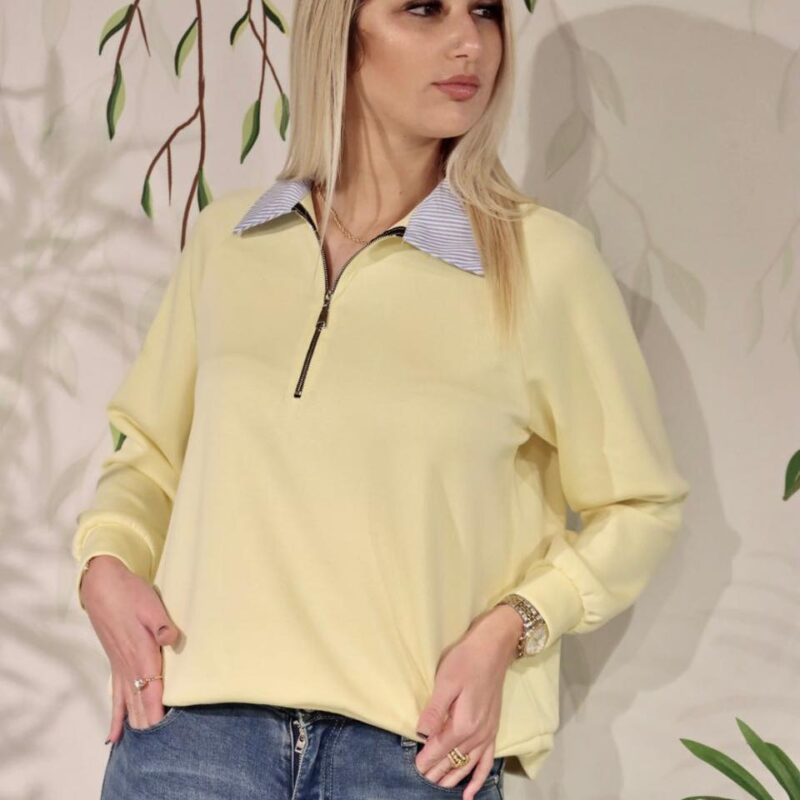 Collared Sweatshirt with Zip