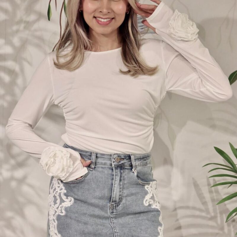 Lace Detail Denim Skirt