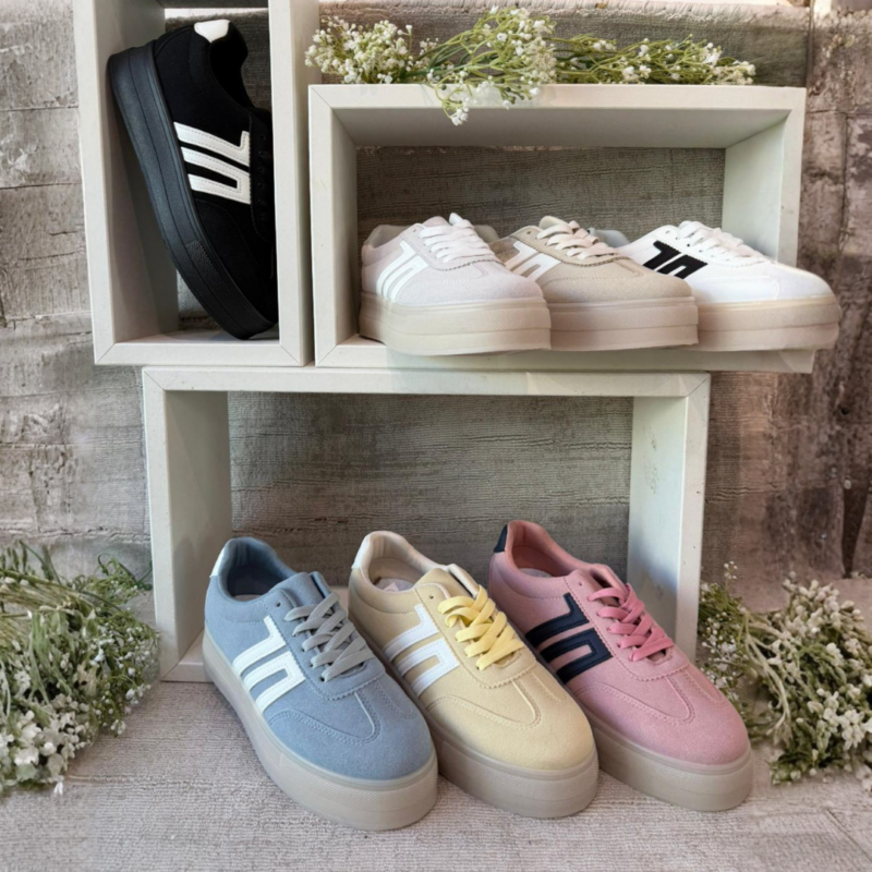 Suede Platform Sneaker with Side Stripe