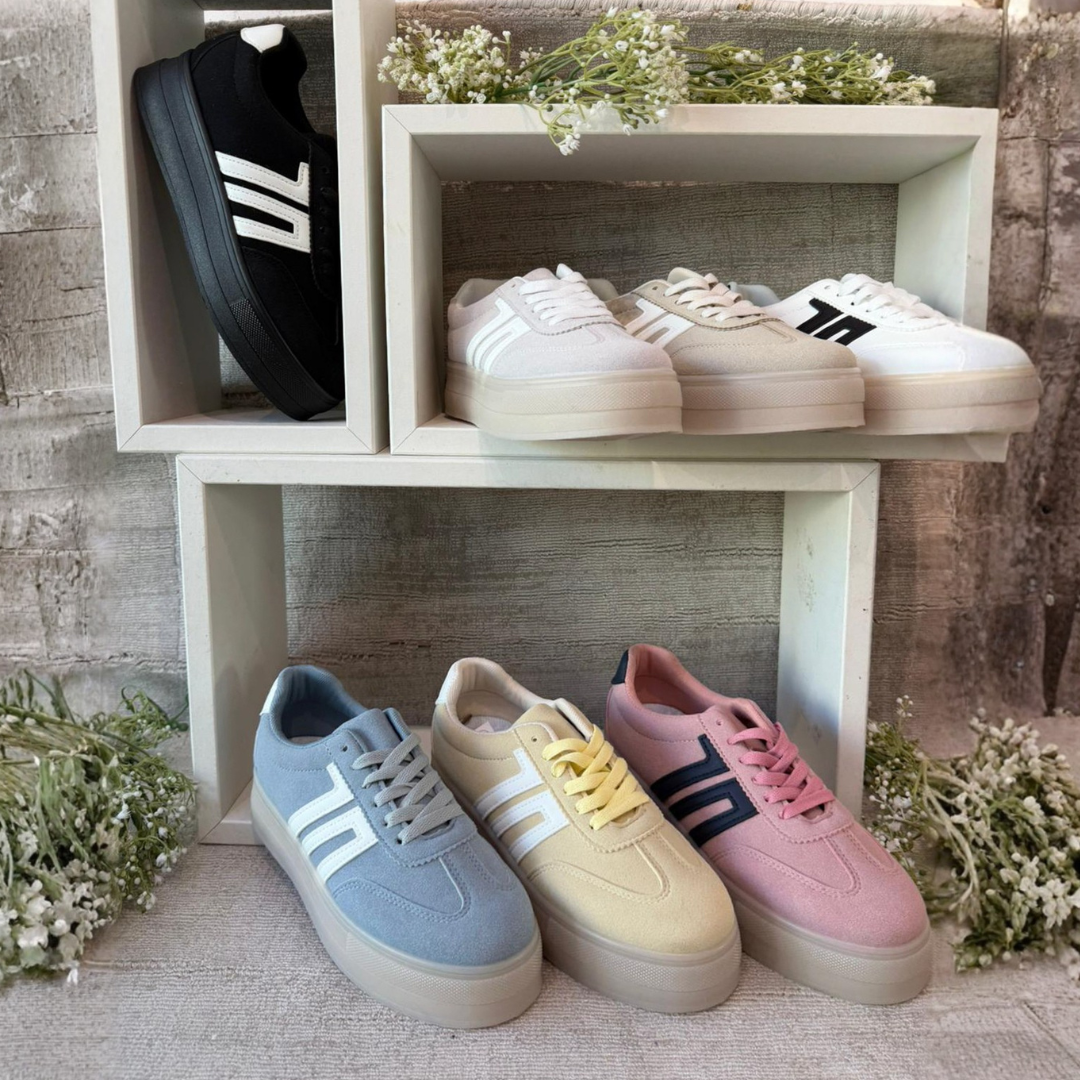Suede Platform Sneaker with Side Stripe