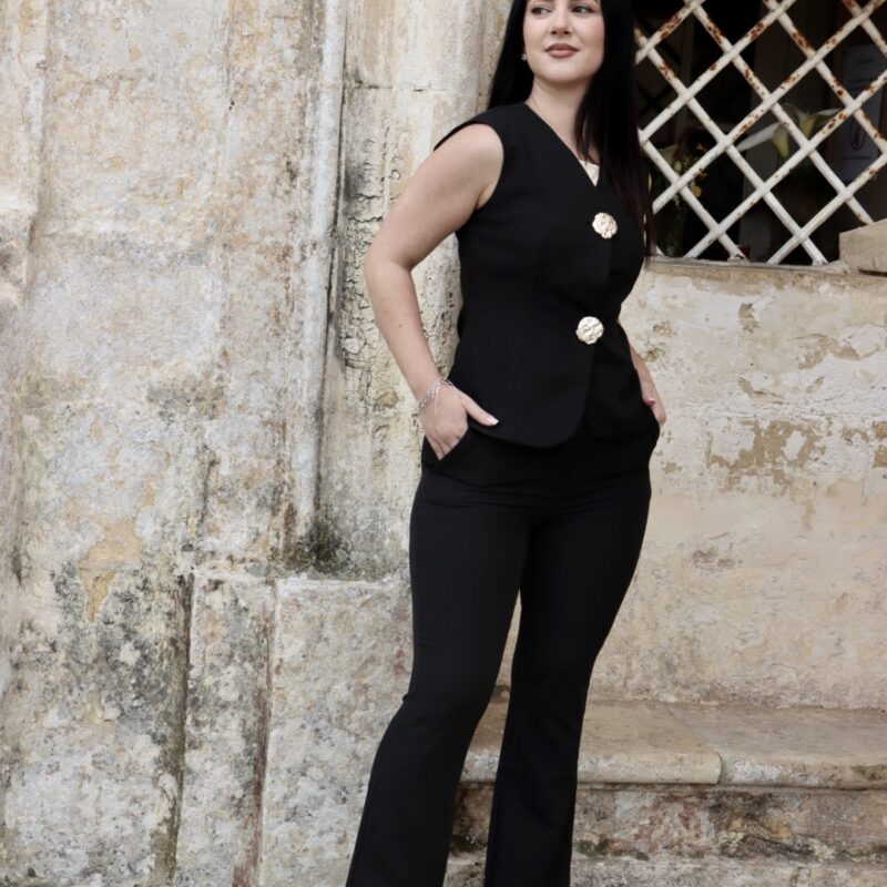 Flared High-Waisted Tailored Trousers