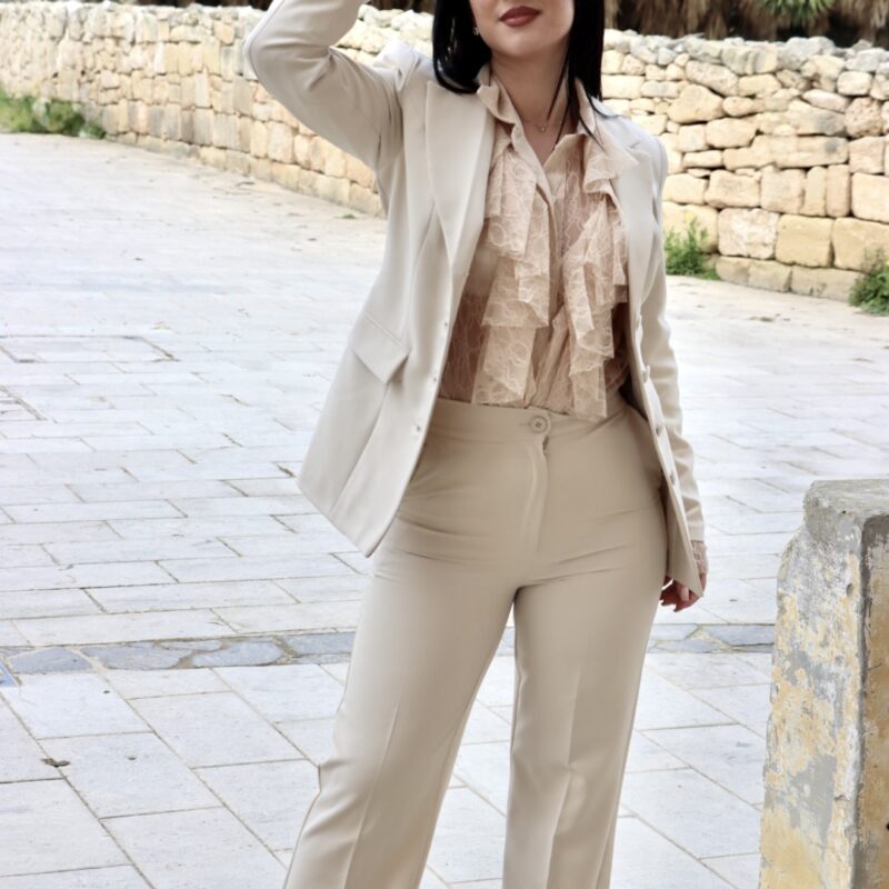High-Waisted Tailored Straight-Leg Trousers