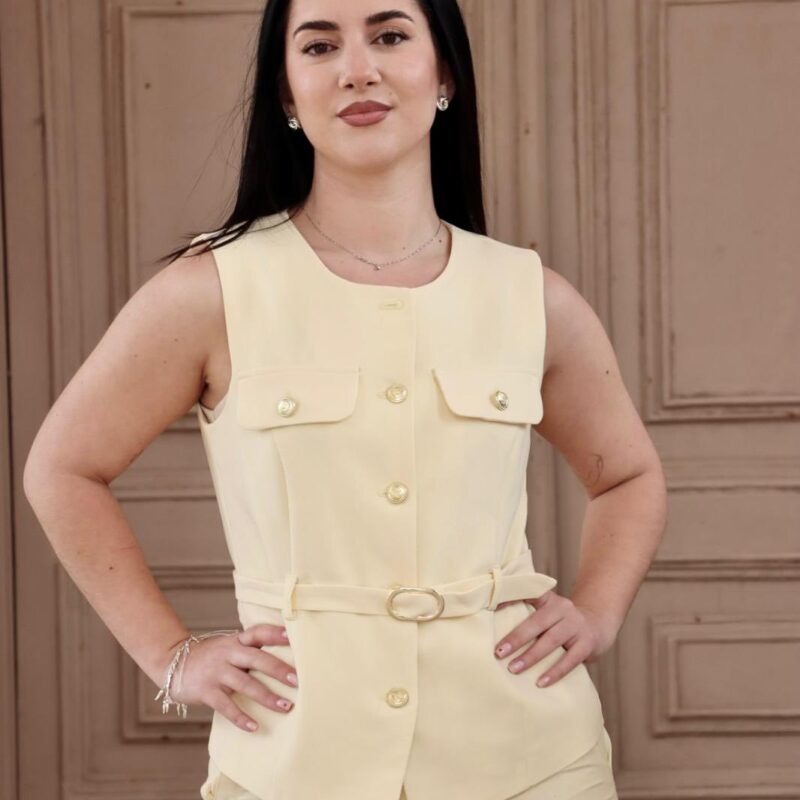 Belted Sleeveless Waist Jacket