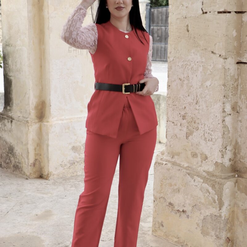 High-Waisted Tailored Straight-Leg Trousers