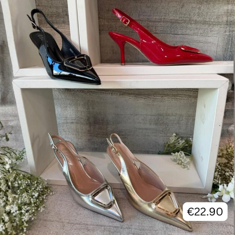 Pointed Slingback Buckle Heels