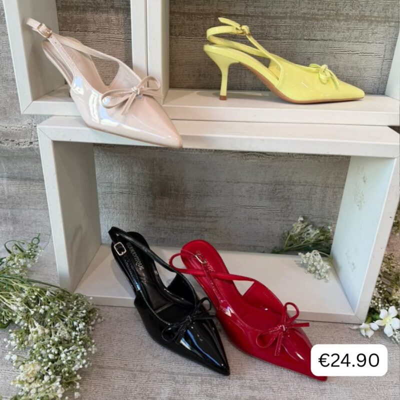 Patent Bow Slingback Heels