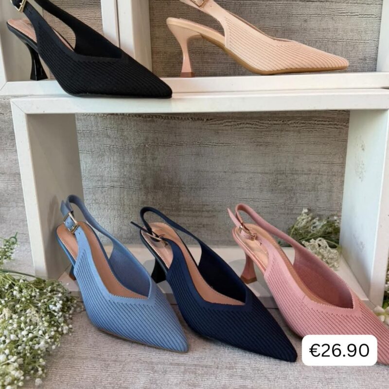 Textured Knit Slingback Heels