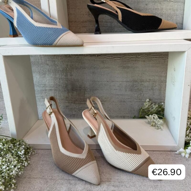Two-Tone Knit Slingback Heels