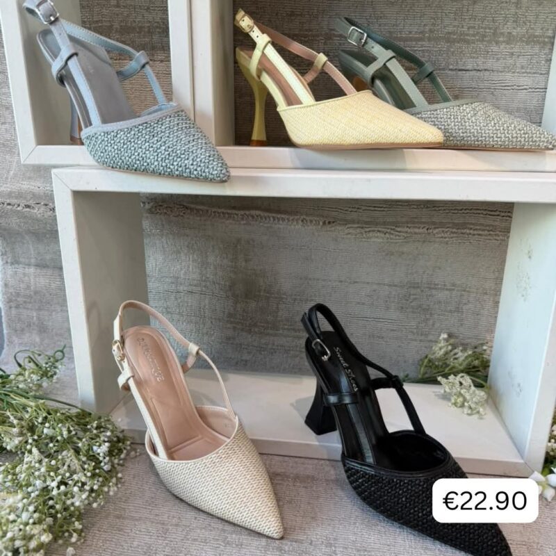 Woven Pointed Slingback Heels