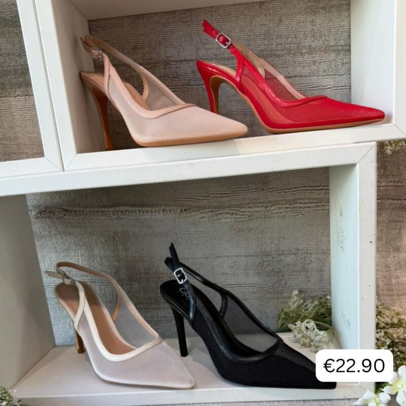Mesh Panel Slingback Heels