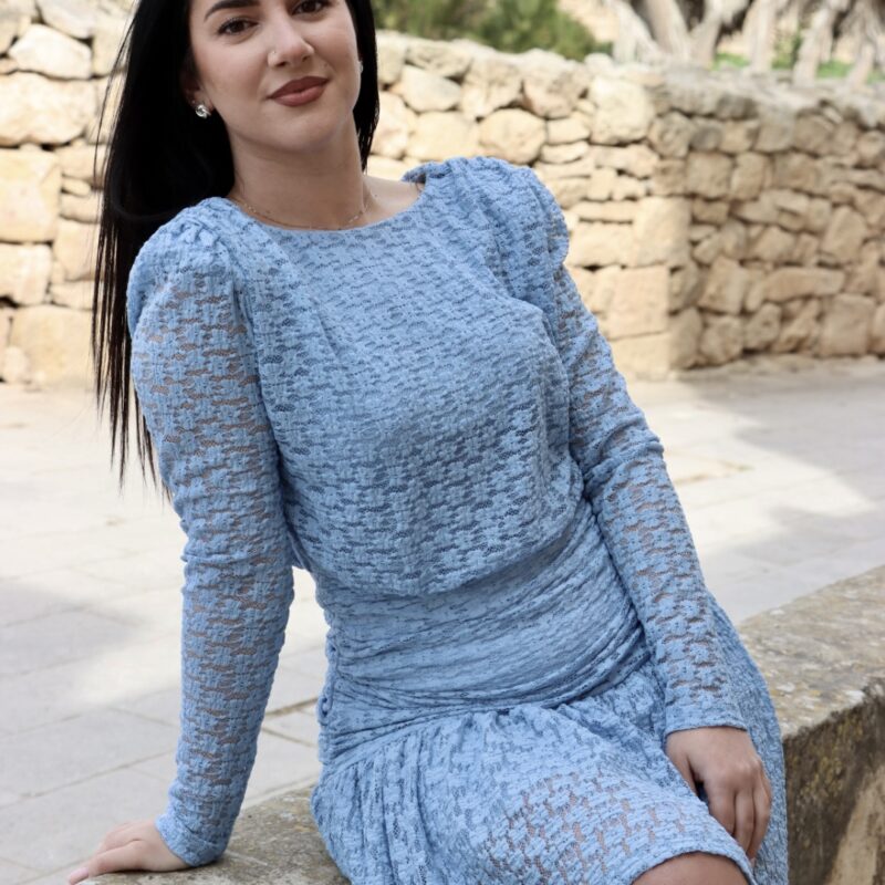 Lace Puff-Sleeve Dress