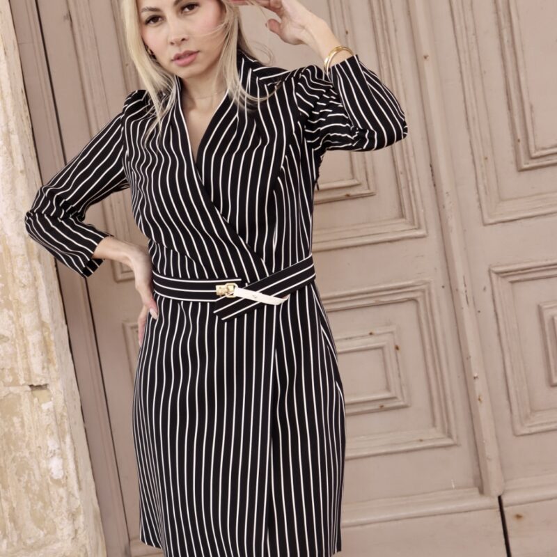 Pinstripe Wrap Dress