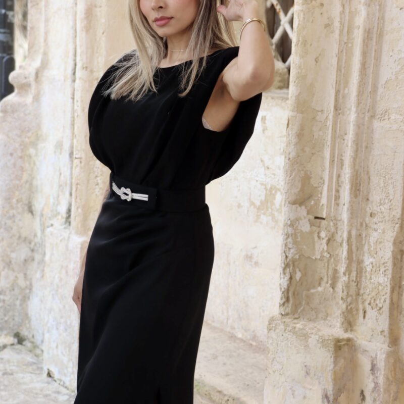 Belted Drape Midi Dress