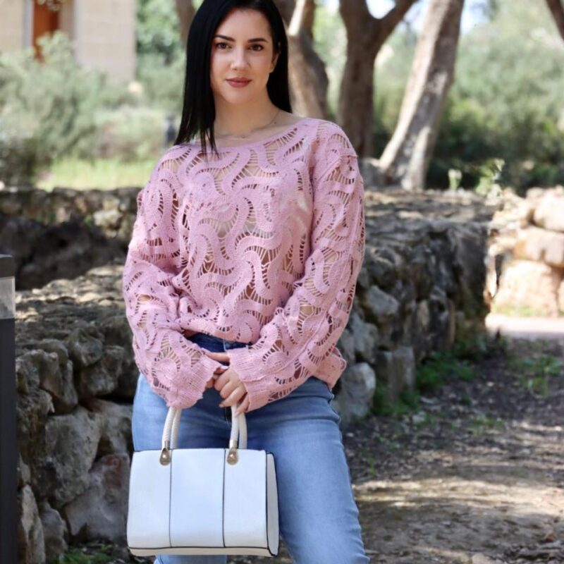 Eyelet Open-Knit Sweater