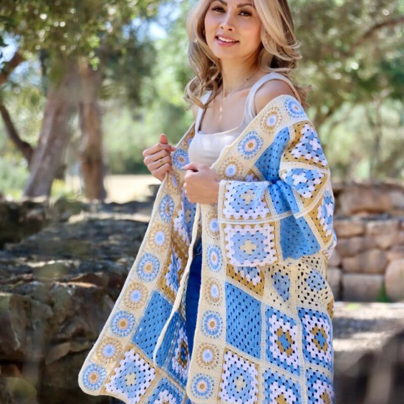 Patchwork Crochet Long Cardigan