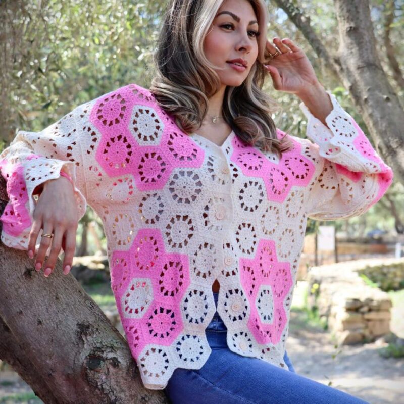 Floral Patchwork Crochet Cardigan