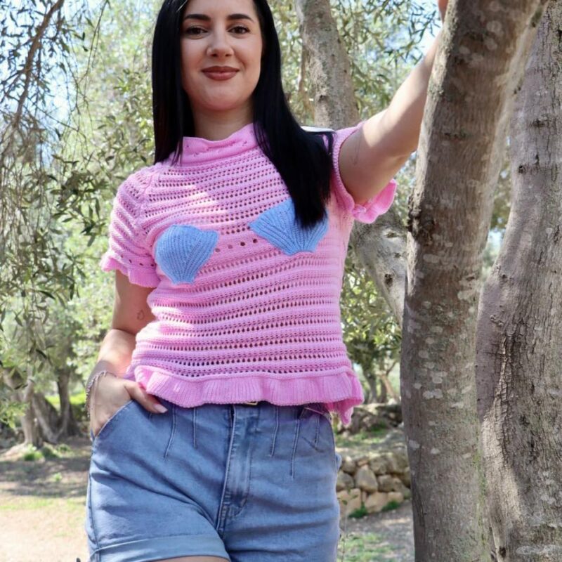 Floral Crochet V-Neck Top