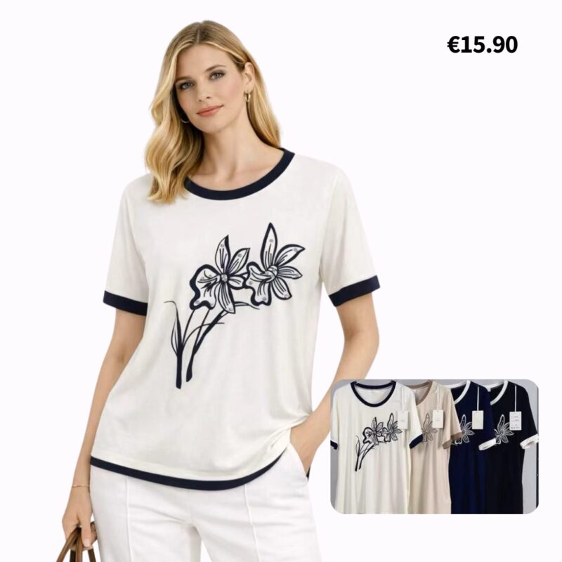 Floral Ringer Short-Sleeve Top