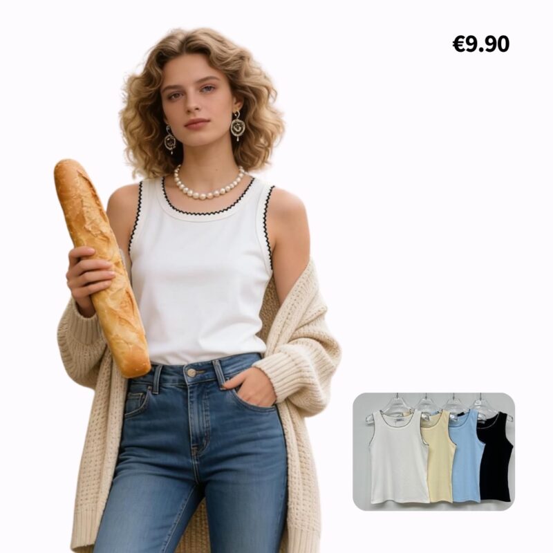 Scalloped Edge Ribbed Tank Top