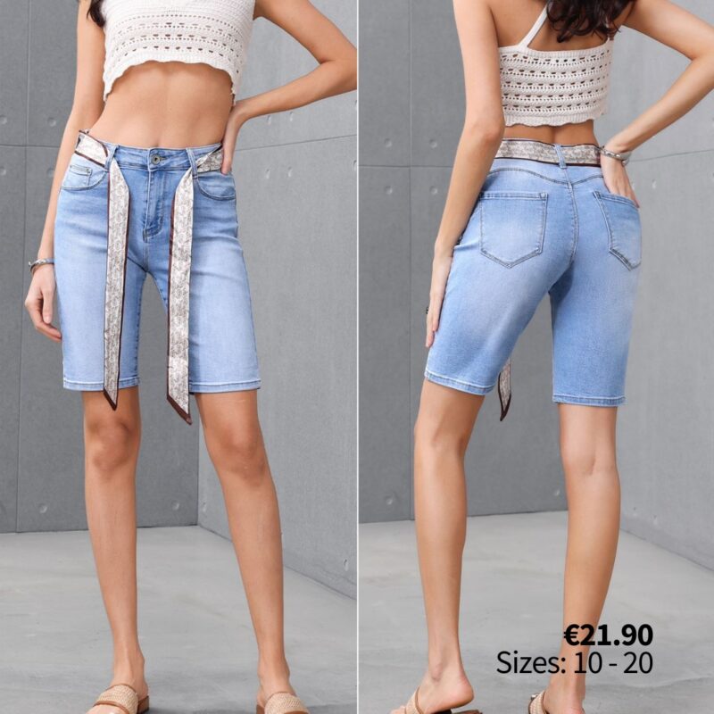 High-Waisted Bermuda Shorts with Rolled Cuffs