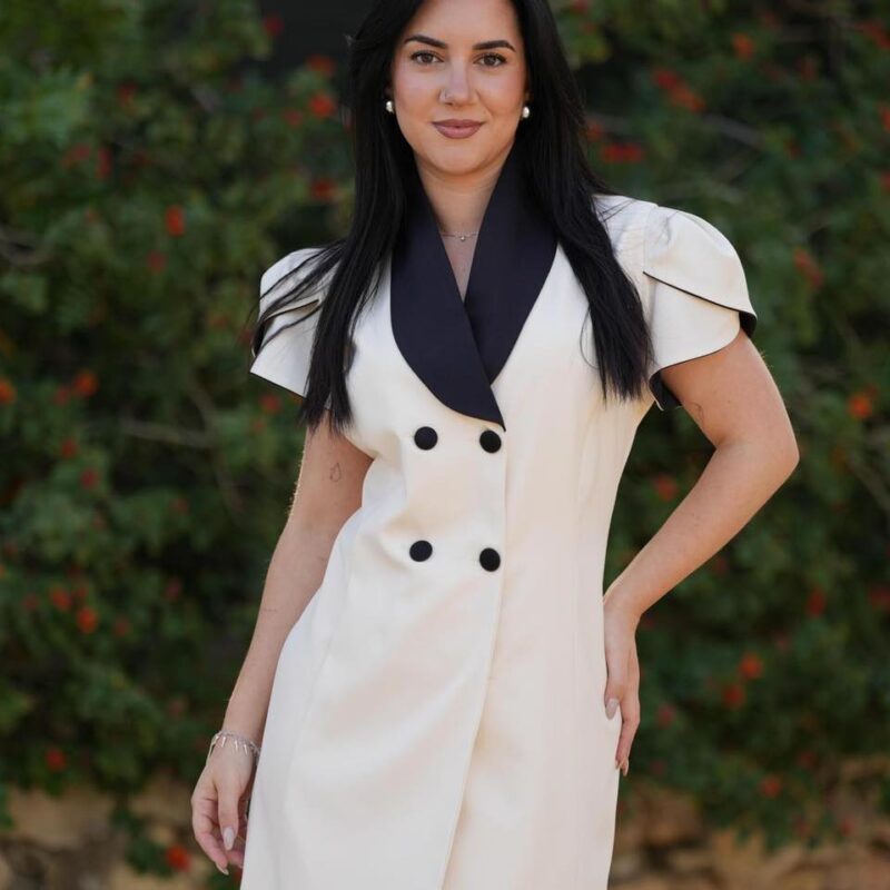 Elegant Double-Breasted A-Line Dress