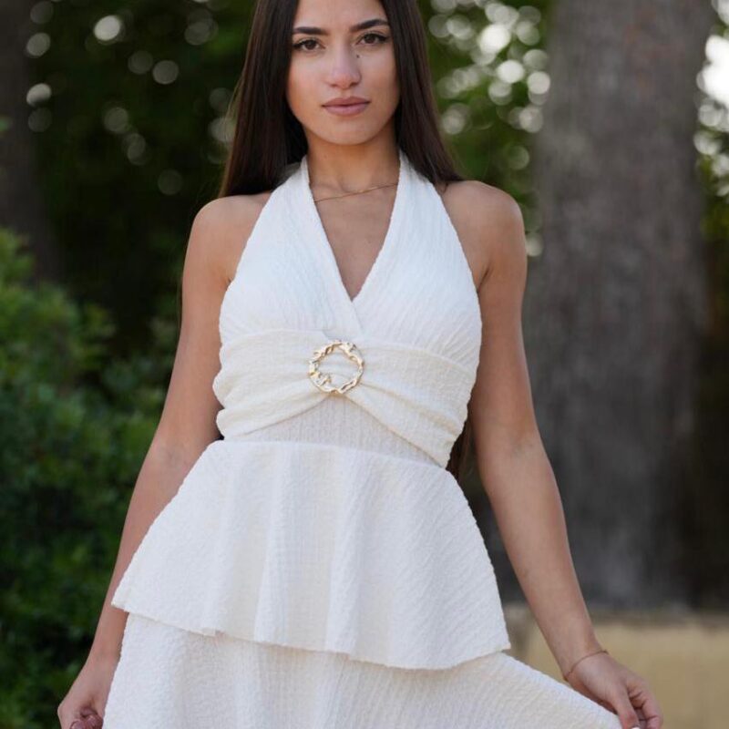 Chic Textured Peplum Style Dress