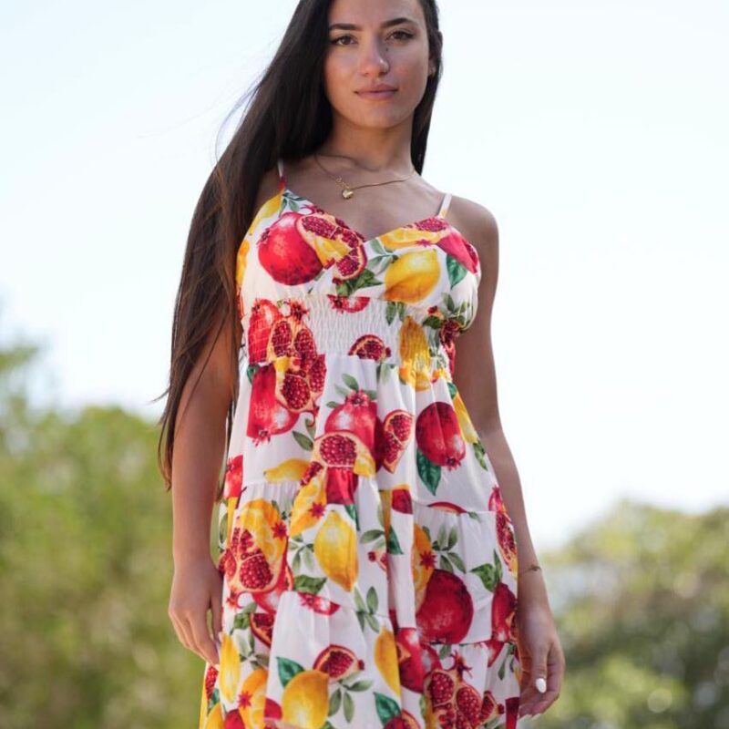 Tropical Fruit-Patterned Spaghetti Strap Mini