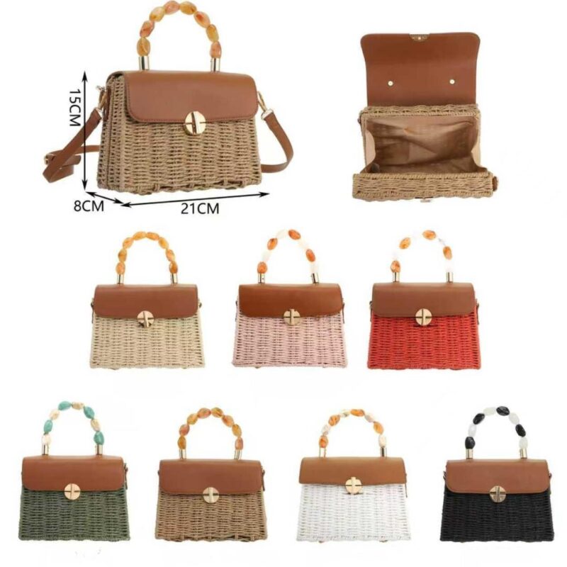 Summer Rattan Flap Square Bag