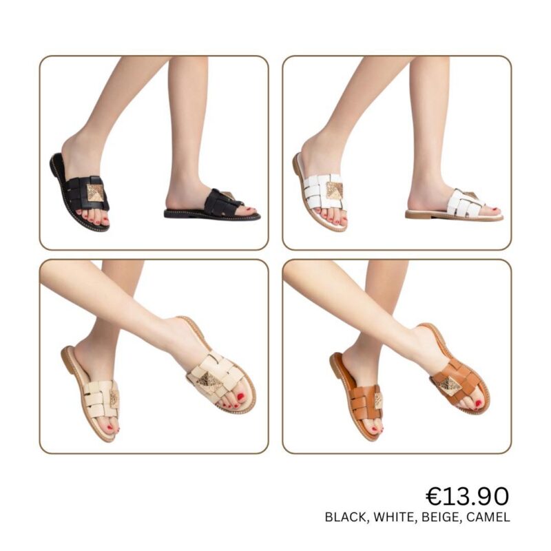 Woven Buckle Slide Sandals