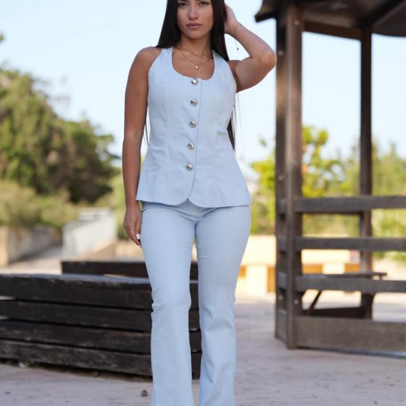 Halter-Neck Waistcoat & Flared Trouser Set