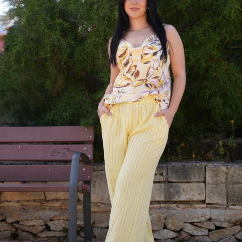 Pinstripe Wide-Leg Trousers