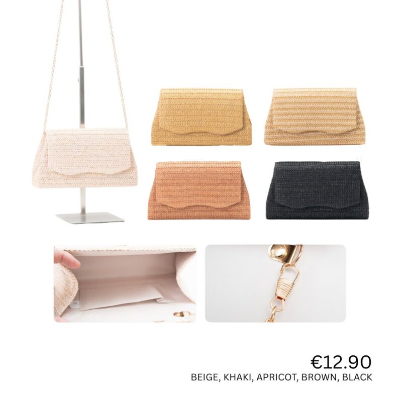 Woven Straw Envelope Clutch Bag